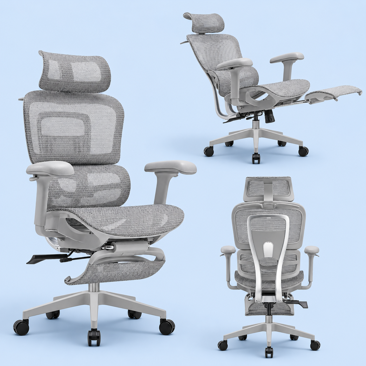 Mesh seating soft handle foot rest