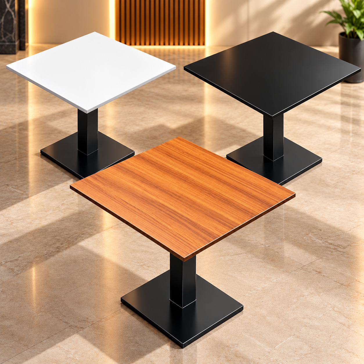 2.5ft x2.5ft  particle board - single pillar ( black)