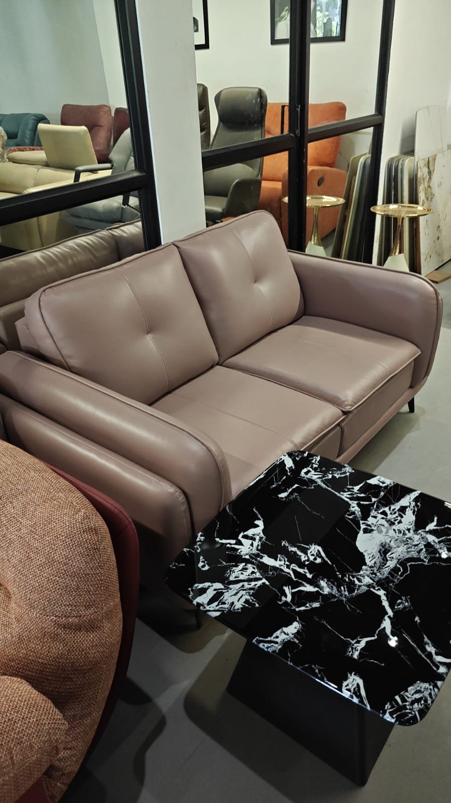 Peach leather 2 seater